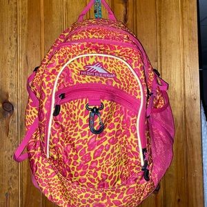 Pink and yellow cheetah print backpack